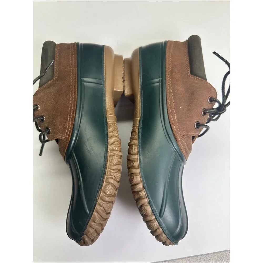 LaCrosse Men's Green Brown Leather & Rubber Duck Ankle Boots, Made in USA Size 8
